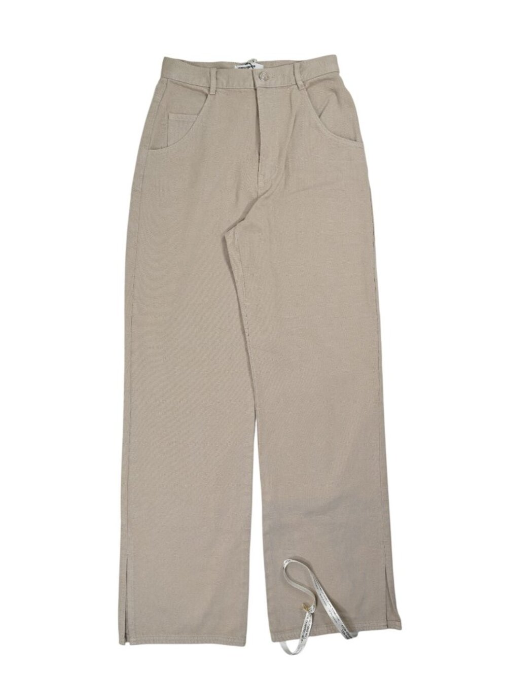 Mistress Rocks Twist High Waist Straight Cut Jeans in Taupe